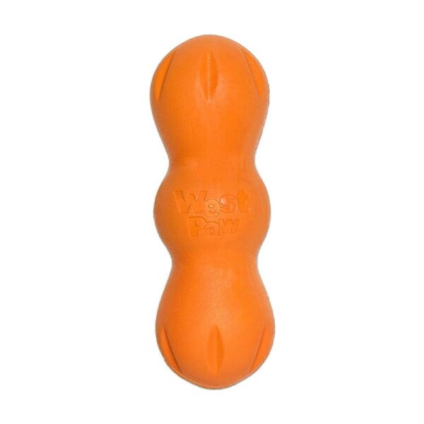 West Paw Rumpus Durable Pet Dog Throwing Soft Super Chew Toy Medium Tangerine