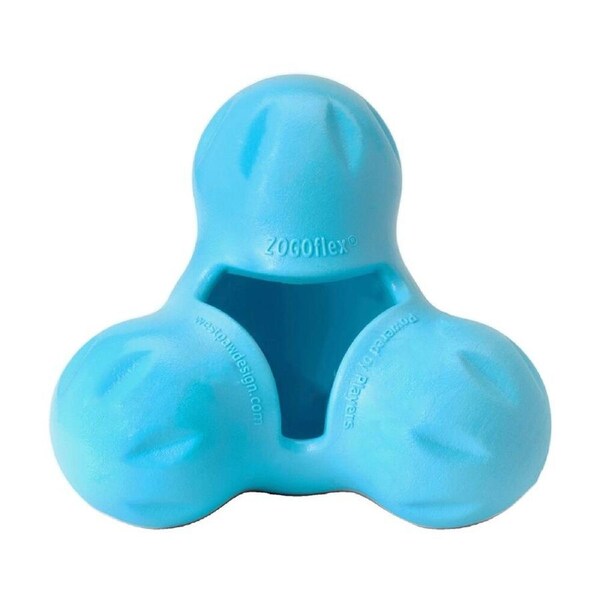 West Paw Tux Pet Dog Treat Dispenser Soft Chew Toy Large Aqua Blue