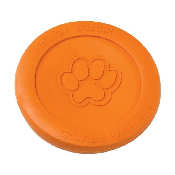 West Paw Zisc Pet Dog Flying Disc Fetch Throwing Toy Large Tangerine
