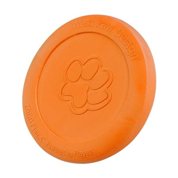 West Paw Zisc Pet Dog Flying Disc Fetch Throwing Toy Small Tangerine