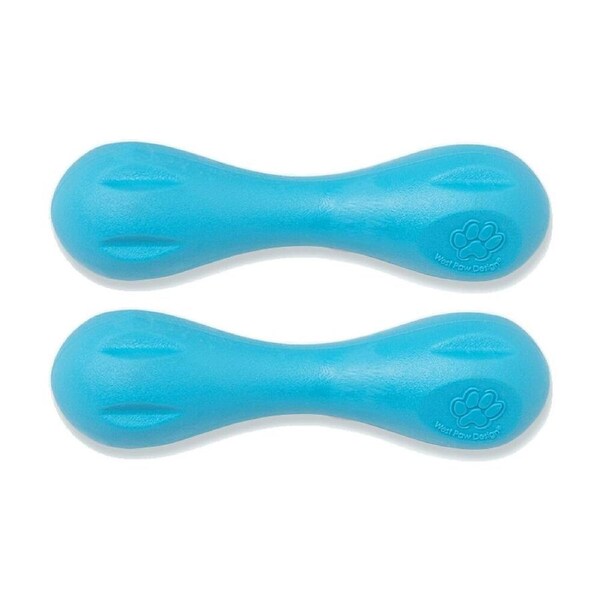 2PK West Paw Hurley Bone Pet Dog Fetch Throwing Chew Toy Extra Small Aqua Blue
