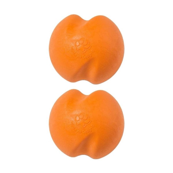 2PK West Paw Jive Pet Dog Ball Throwing Soft Chew Toy Small Tangerine