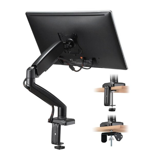 Monitor Riser Stand Single Arm Fully Adjustable Desk Mount 13-32Inch Computer PC Screen TV LED LCD Bracket Gas Spring Holder 75mm 100mm VESA PLASA 8kg