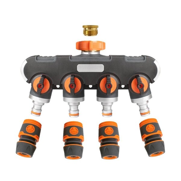 4 Way Hose Splitter Tap Garden Water Irrigation Distributor Valve