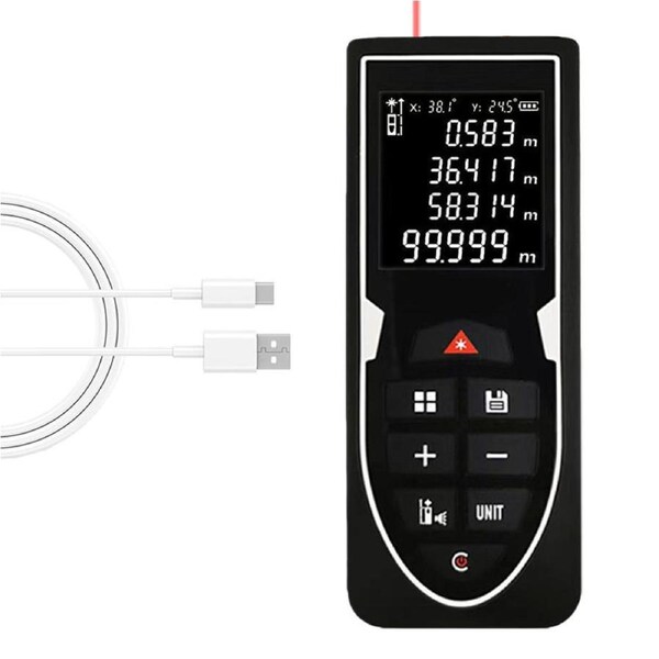 Nevenka Laser Distance Meter 328ft Rechargeable Area Measure Tool with Volume