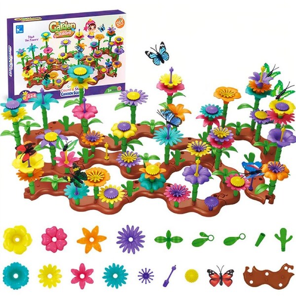 Nevenka 224 Pcs Flower Garden Building Toys Kids Building Toy Set for 4-6