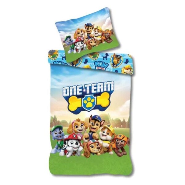 Paw Patrol One Team Cotton Quilt Cover Set - Toddler Bed Size
