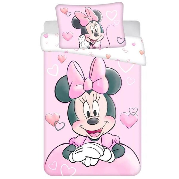 Disney Minnie Mouse Powder Pink Cotton Quilt Cover Set - Toddler Bed Size