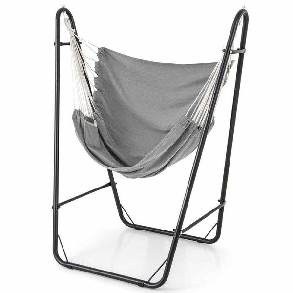 Costway Metal Hammock Chair w/Stand Hanging Seat Swing Chair Indoor Outdoor Furniture Camping