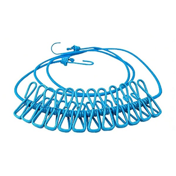 Deal365 12 Clips Camping Rope Peg Washing Clothes Line Travel clothesline Portable Blue