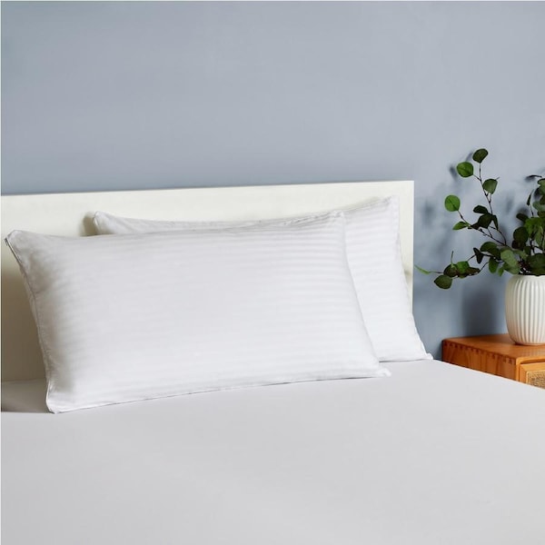 Dreamaker Premium 100% Cotton King Pillow Protector Twin Pack White 50x90cm
