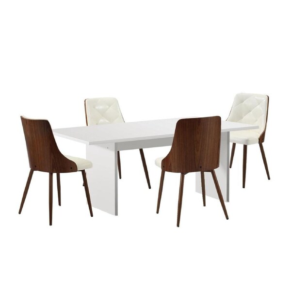 Oikiture 4-Seater Rectangular Dining Table and Chairs Wooden Kitchen Dining Set