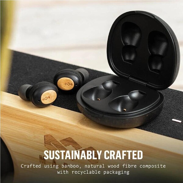 House of Marley Champion True Wireless Bluetooth 5.0 IPX4 Earphones Earbuds BLK - Sustainably Crafted
