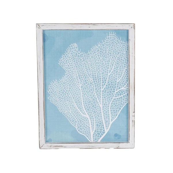 Maine And Crawford D2 Coral Blue and White Wall Artwork 45x35x2cm