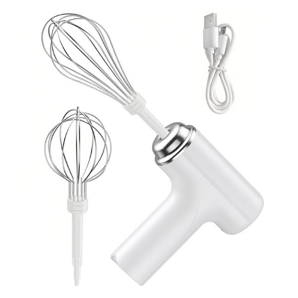 Catzon Rechargeable 3 Speed Hand Mixer Multifunctional Kitchen Mixer-White