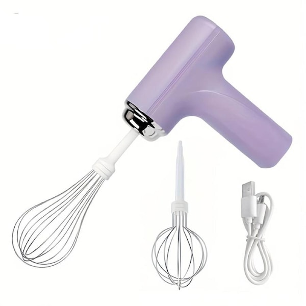 Catzon Rechargeable 3 Speed Hand Mixer Multifunctional Kitchen Mixer-Purple