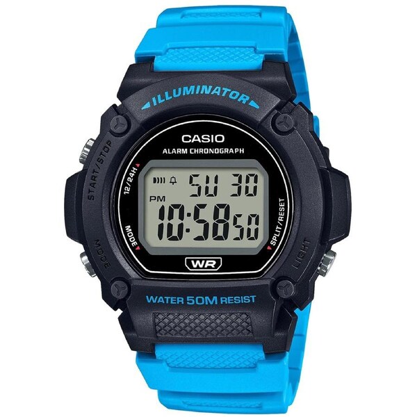 Casio Light Blue 50m Unisex Digital Multifunction Casual Watch W-219H-2A2
