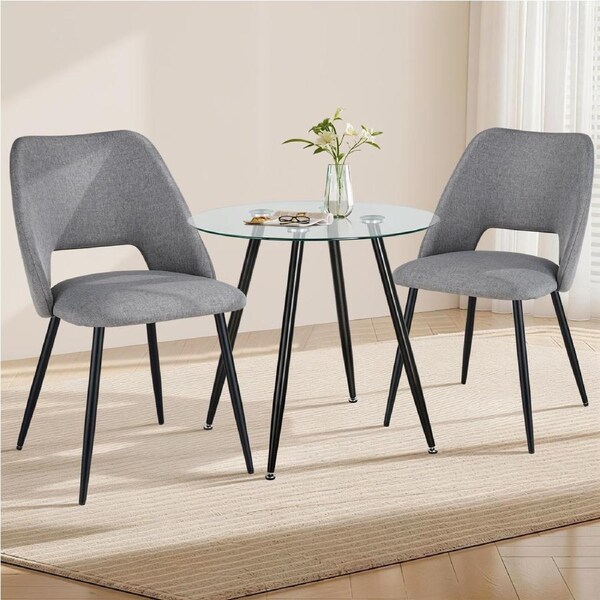ACA 3pcs Dining Set 100cm Kitchen Dining Table and 2 Chairs - Light Grey