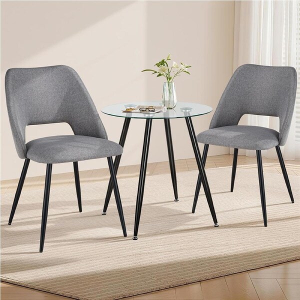 ACA 3pcs Dining Set 80cm Kitchen Dining Table and 2 Chairs - Light Grey