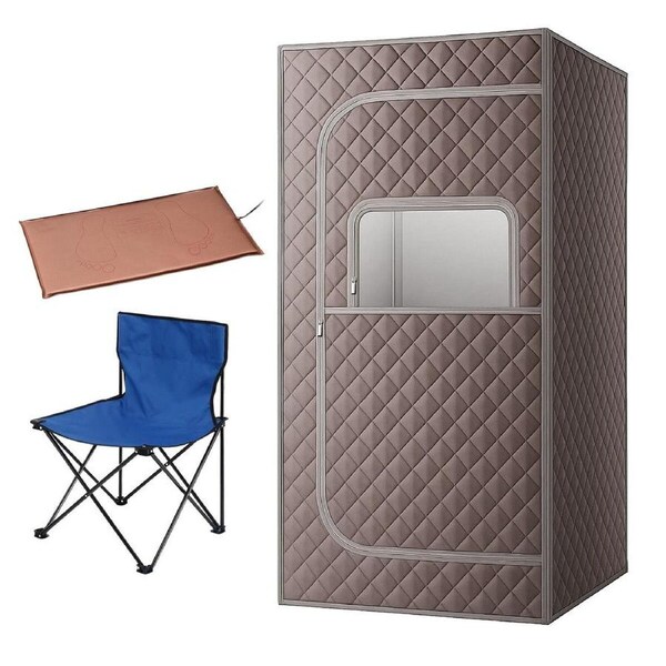 Far Infrared Sauna Tent Foldable Home Dry Heating Spa Box Portable Room Glowing Skin Relax Detoxification Heated Foot Pad Chair Remote Control Indoor