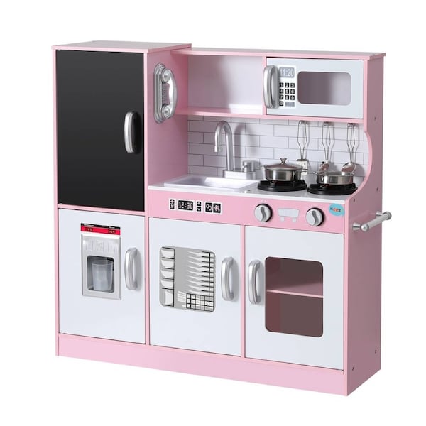 Kids Wooden Pretend Kitchen Play Set with Cooking Toys