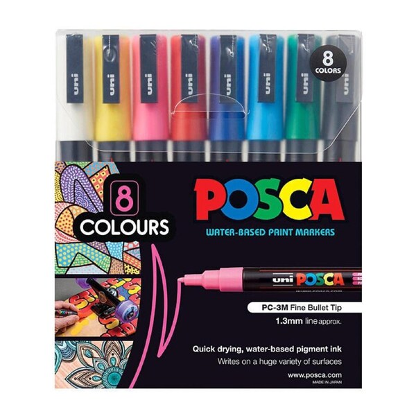 Posca PC-3M Fine Blt Asst Pk8