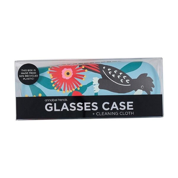 Annabel Trends Glasses Case Combo W/ Matching Cloth 15x6cm Black Cockatoos