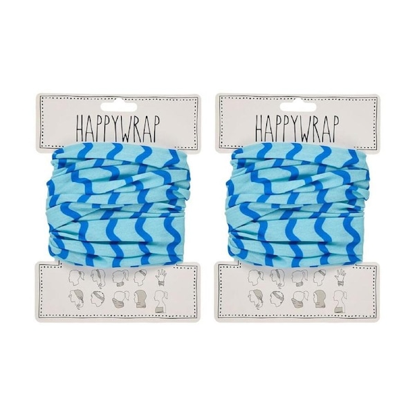 2PK Annabel Trends Happywrap Women's Hair Accessory 50x25cm Blue Wave