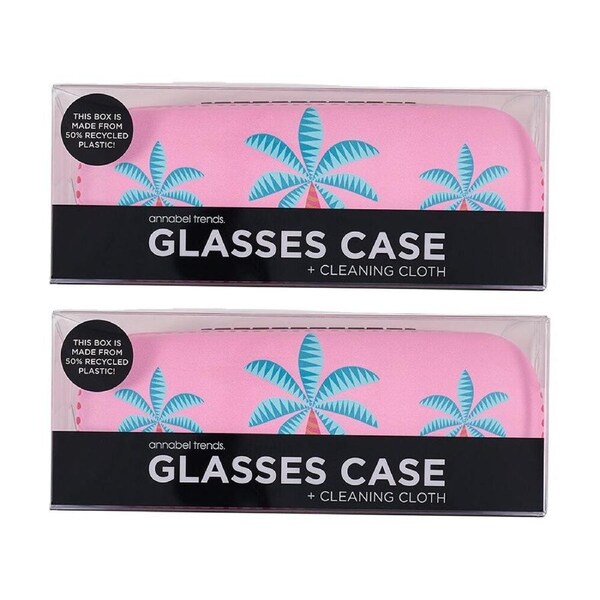 2PK Annabel Trends Glasses Case Combo W/ Matching Cloth 15x6cm Fiesta Palm