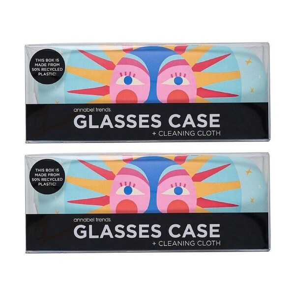 2PK Annabel Trends Glasses Case Combo W/ Matching Cloth 15x6cm Fiesta Sun