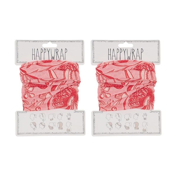 2PK Annabel Trends Happywrap Women's Hair Accessory 50x25cm Trailing Natives Red