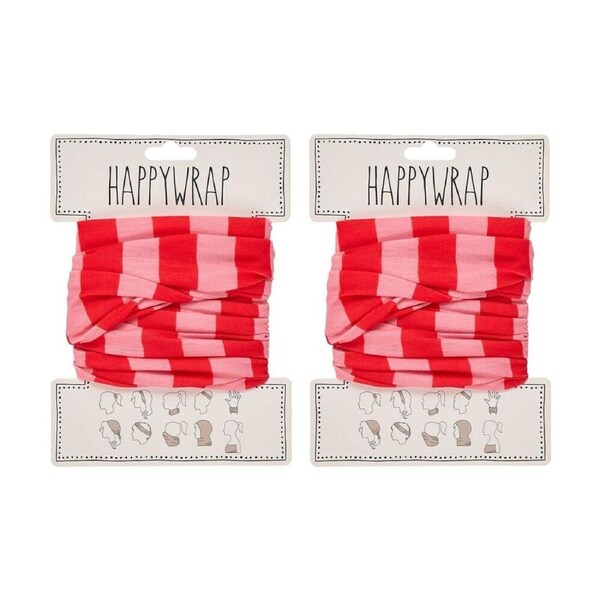 2PK Annabel Trends Happywrap Women's Hair Accessory 50x25cm Red Stripe