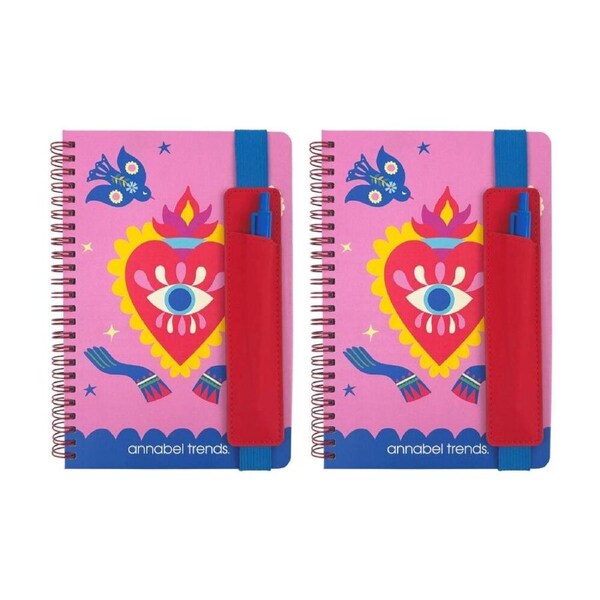 2PK Annabel Trends A5 160 Page Ruled Hard Cover Notebook Fiesta