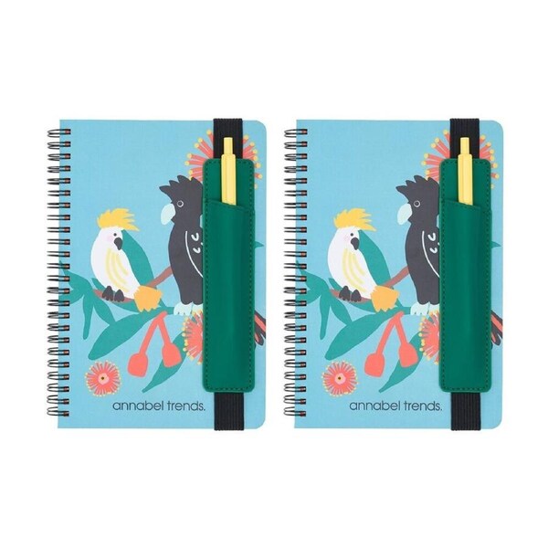 2PK Annabel Trends A5 160 Page Ruled Hard Cover Notebook Cockatoo
