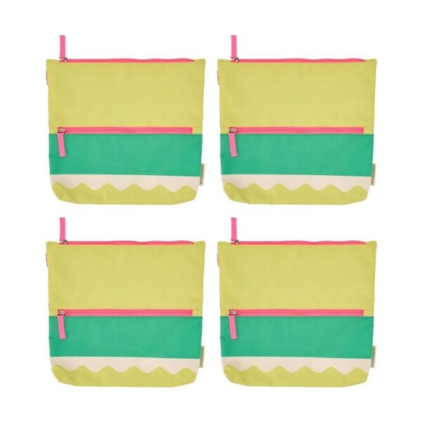 4PK Annabel Trends Beach Wet Clothing Pouch Riptide Bag 28.5cm x 28cm Green