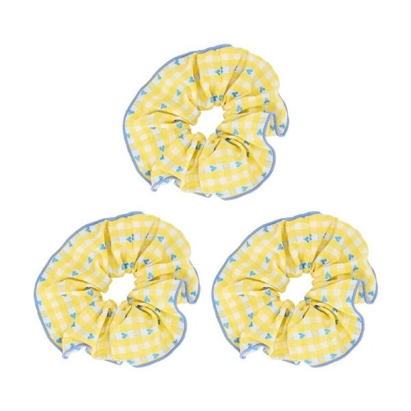 3PK Annabel Trends Tamed Scrunchie Women's Hair Accessory 22.5cm Yellow Gingham