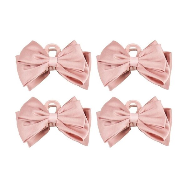 4PK Annabel Trends Tamed Hair Claw Bow Women's Accessory 13cm Pink