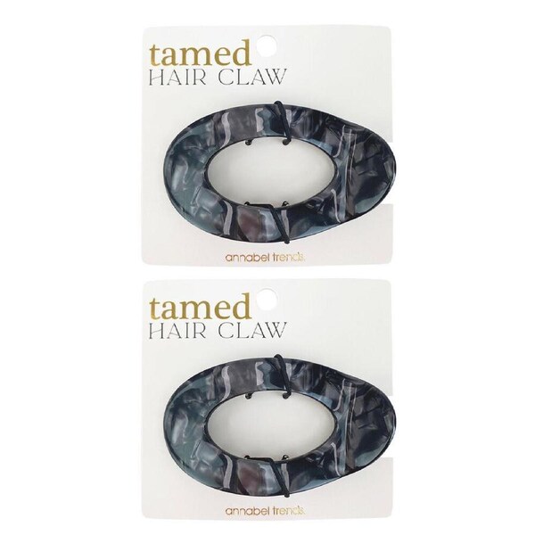 2PK Annabel Trends Tamed Flat Hair Claw Women's Accessory 9x5x2.5cm Black