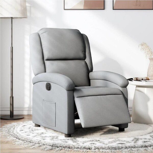 Electric Recliner Chair Light Grey Fabric vidaXL