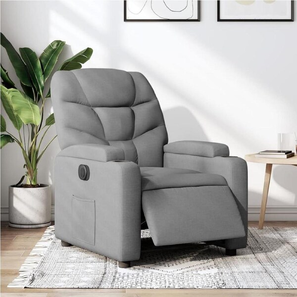 Electric Recliner Chair Light Grey Fabric vidaXL