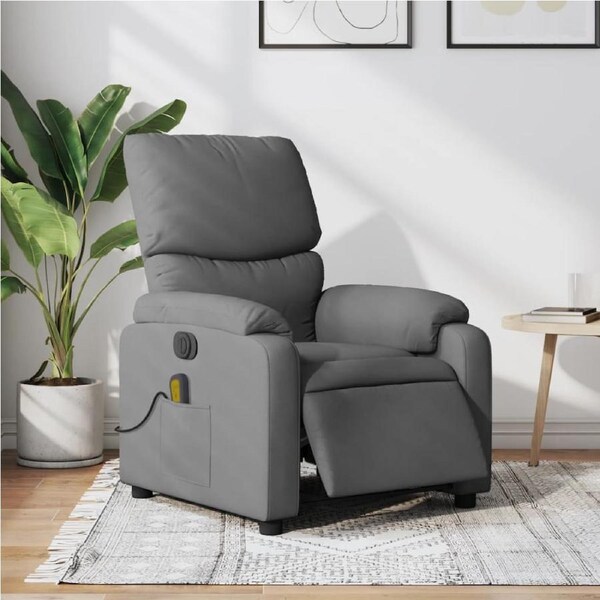 Electric Massage Recliner Chair Dark Grey Fabric vidaXL