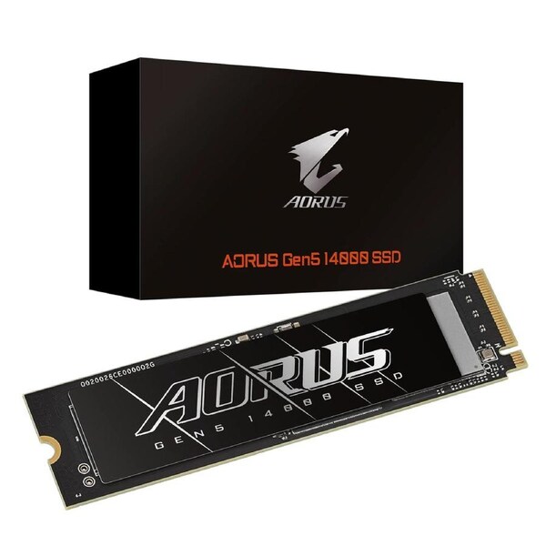 Gigabyte AORUS Gen5 14000 SSD 1TB PCIe5x4 NVMe2.0 M.2 3D TLC LPDDR4 2GB 13600/10200MB/s 80223.5mm MTBF1.6M 11.5W 5yr/700TBW