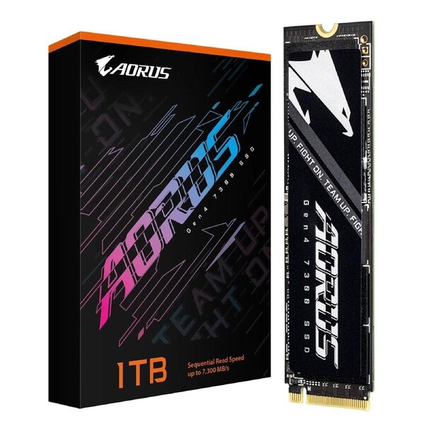 Gigabyte AORUS Gen4 7300 SSD 1TB PCIe4x4 NVMe1.4 M.2 2280 3D TLC DDR4 1GB 7300/6000MB/s 80222.3mm MTBF1.6M 6.6W/6.7W 5yr/700TBW