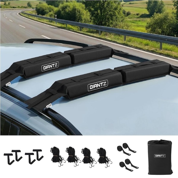 GIANTZ Universal Soft Roof Rack Kayak Pads for Surfboard SUP, Portable Roof Bars Cars with/out Rails