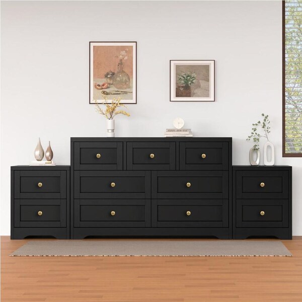 ALFORDSON 7 Chest of Drawers 2x Bedside Table Black