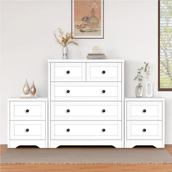 ALFORDSON 5 Chest of Drawers 2x Bedside Table White