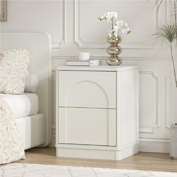 Cranfield Bedside Table 2 Drawer Dresser Modern Nightstand Bedroom