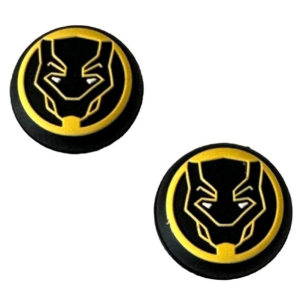Thumb Grips x 2 For PS4 PS5 XBOXONE Xbox Toggle Cover Cap Black Panther Yellow