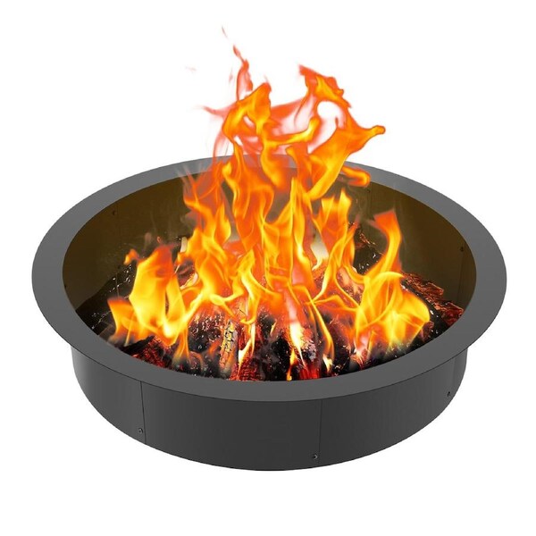 Fire Pit Ring, 40-In Outer / 36-In Inner Diameter, 10-In Height Heavy Duty Carbon Steel Fire Pit Insert for Above-Ground or In-Ground DIY Campfire