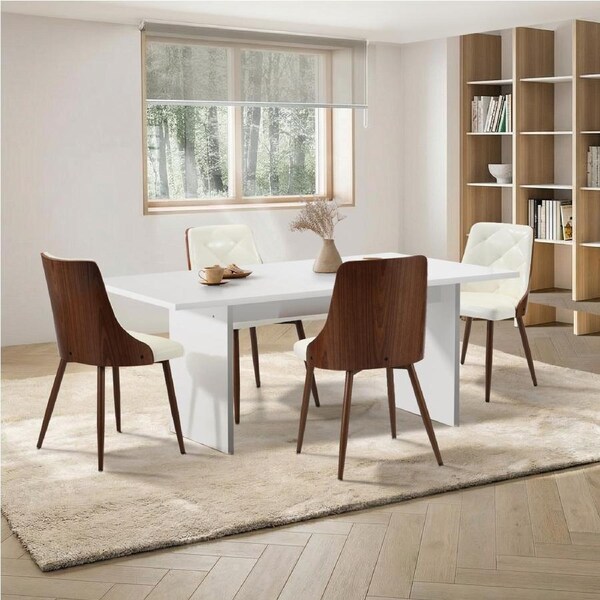 Oikiture 4-Seater Rectangular Dining Table and Chairs Wooden Kitchen Dining Set